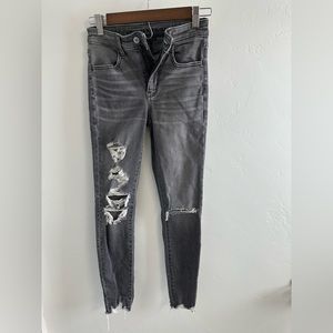 Gray/Black Distressed American Eagle Jeans